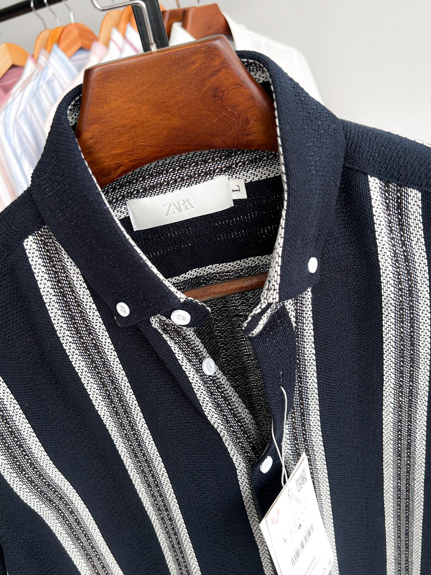 Textured cotton shirt - Midnight Navy Mariner