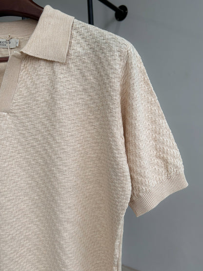 Selected Knitted Polo - Off White