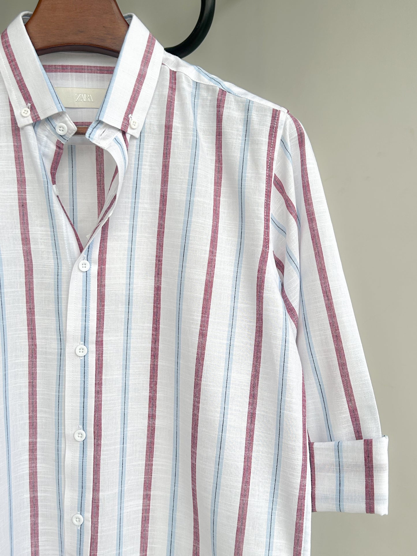 Classic stripe shirt - Burgundy & Slate stripe