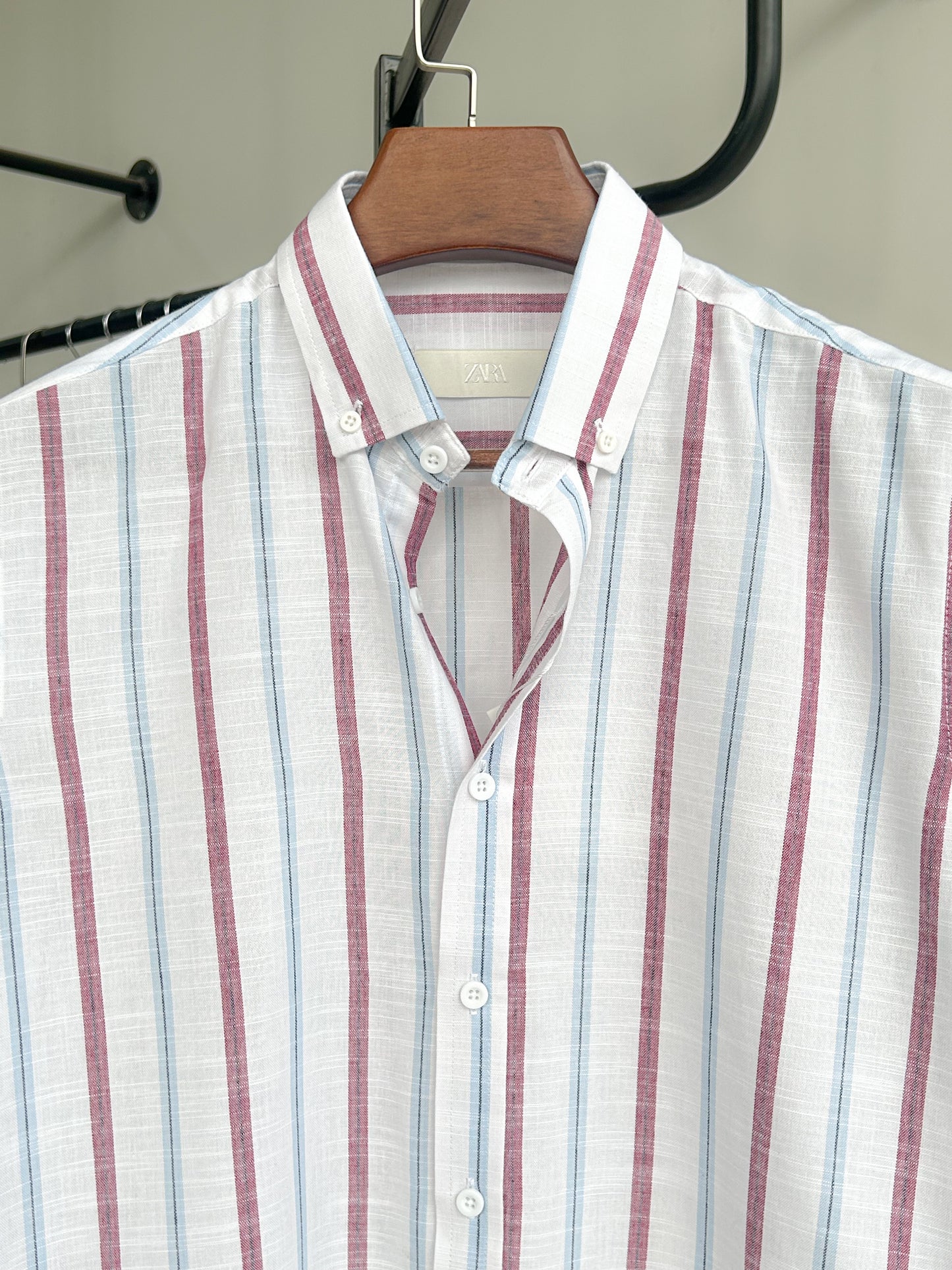 Classic stripe shirt - Burgundy & Slate stripe