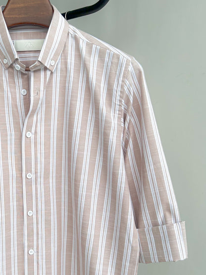 Classic stripe shirt - Chai & Cream