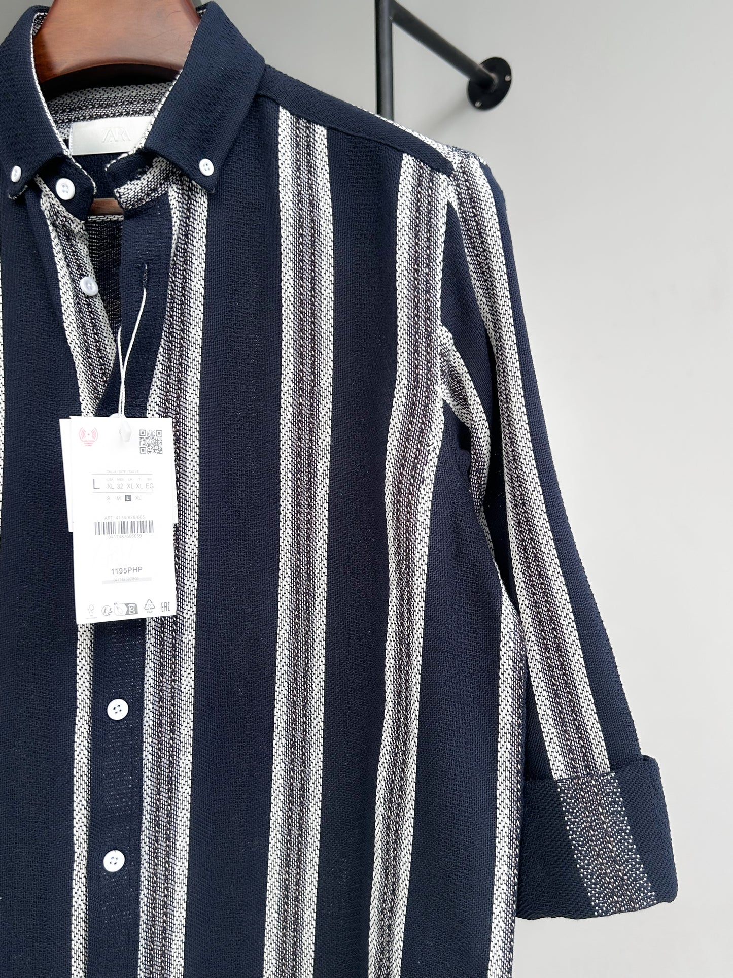 Textured cotton shirt - Midnight Navy Mariner