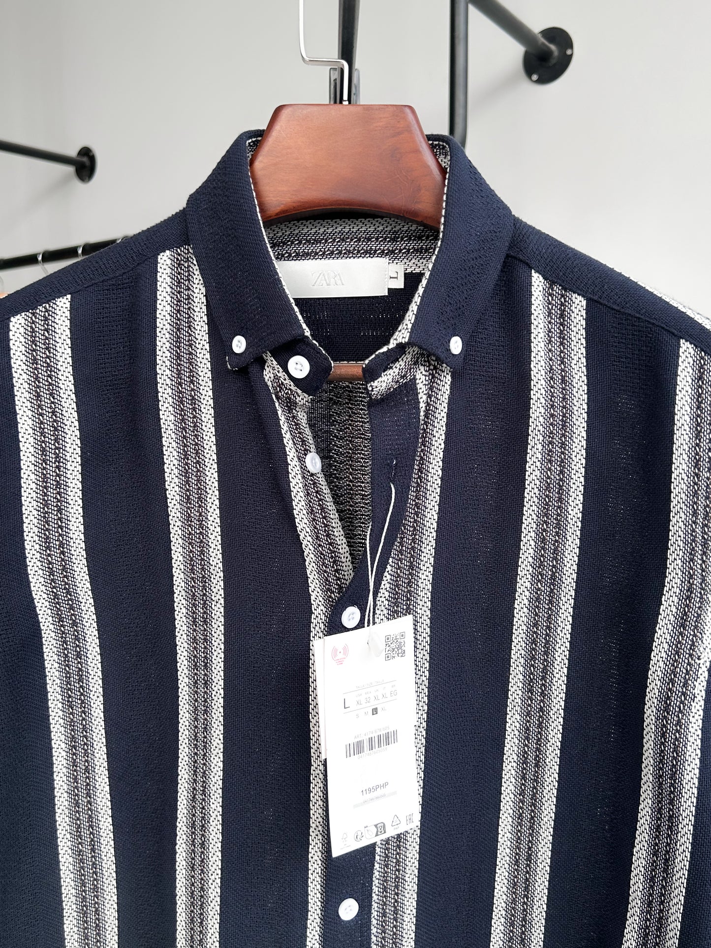 Textured cotton shirt - Midnight Navy Mariner