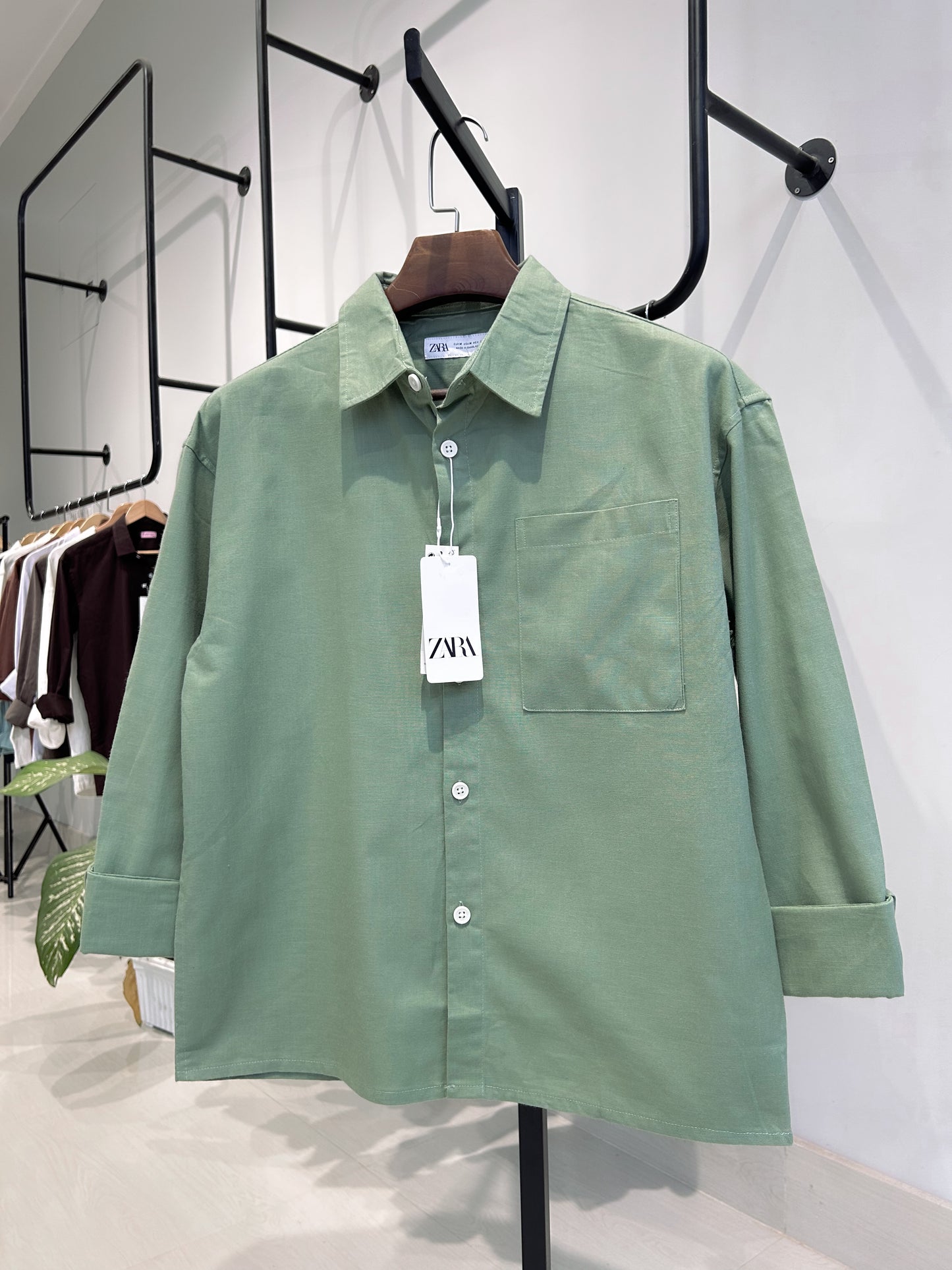 Baggy shirt - Mint olive