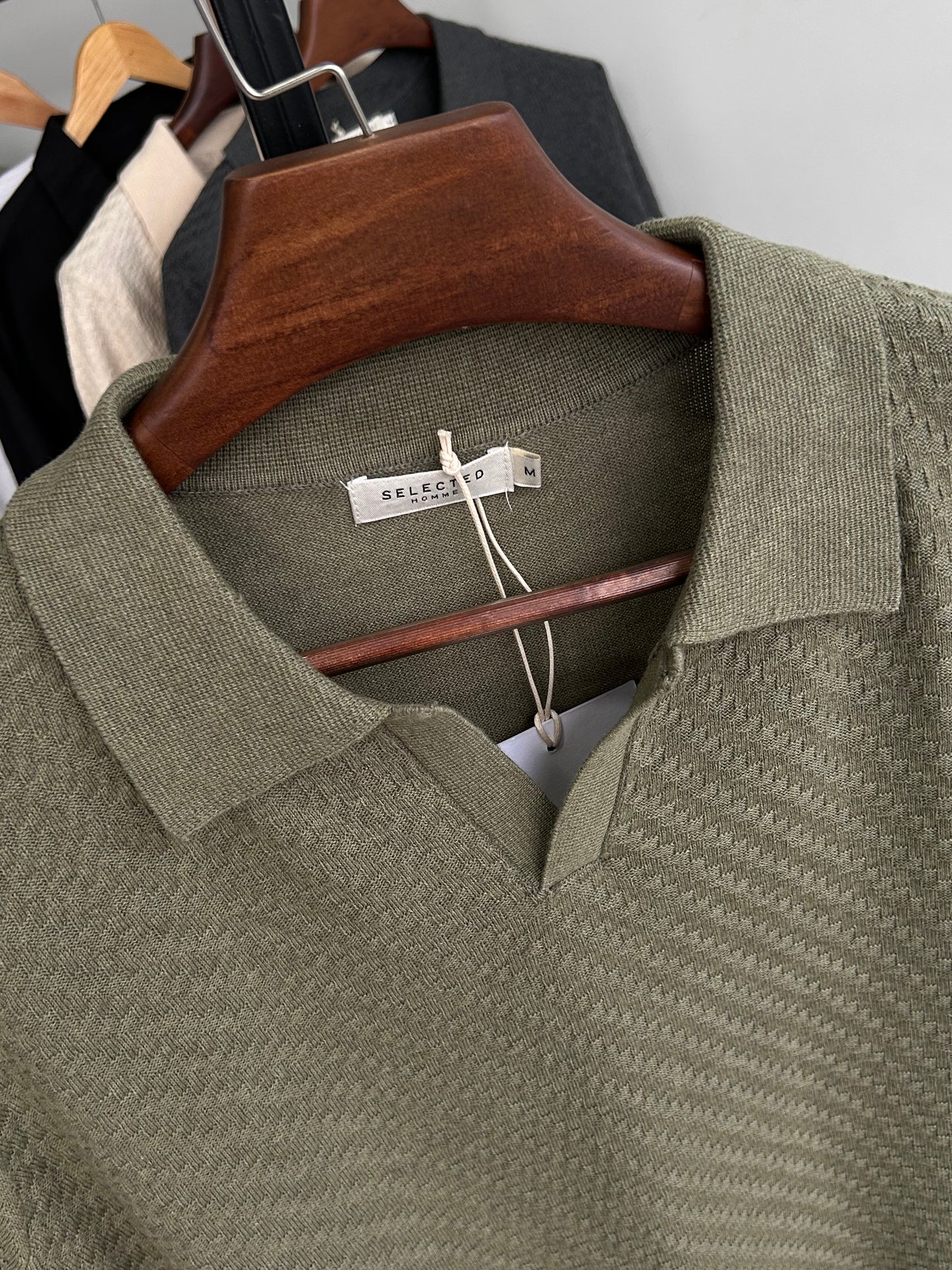Selected Knitted Polo - Olive