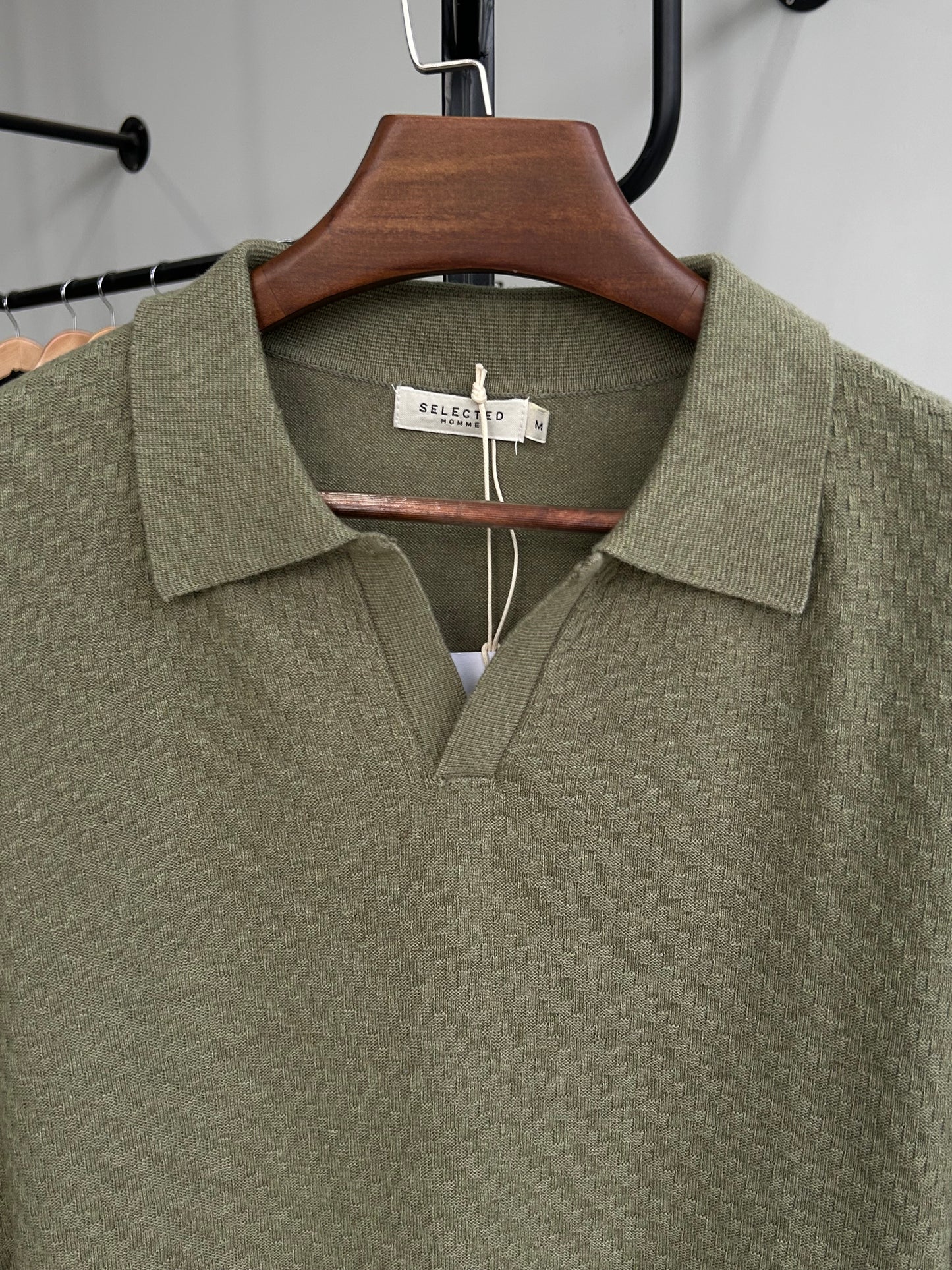 Selected Knitted Polo - Olive