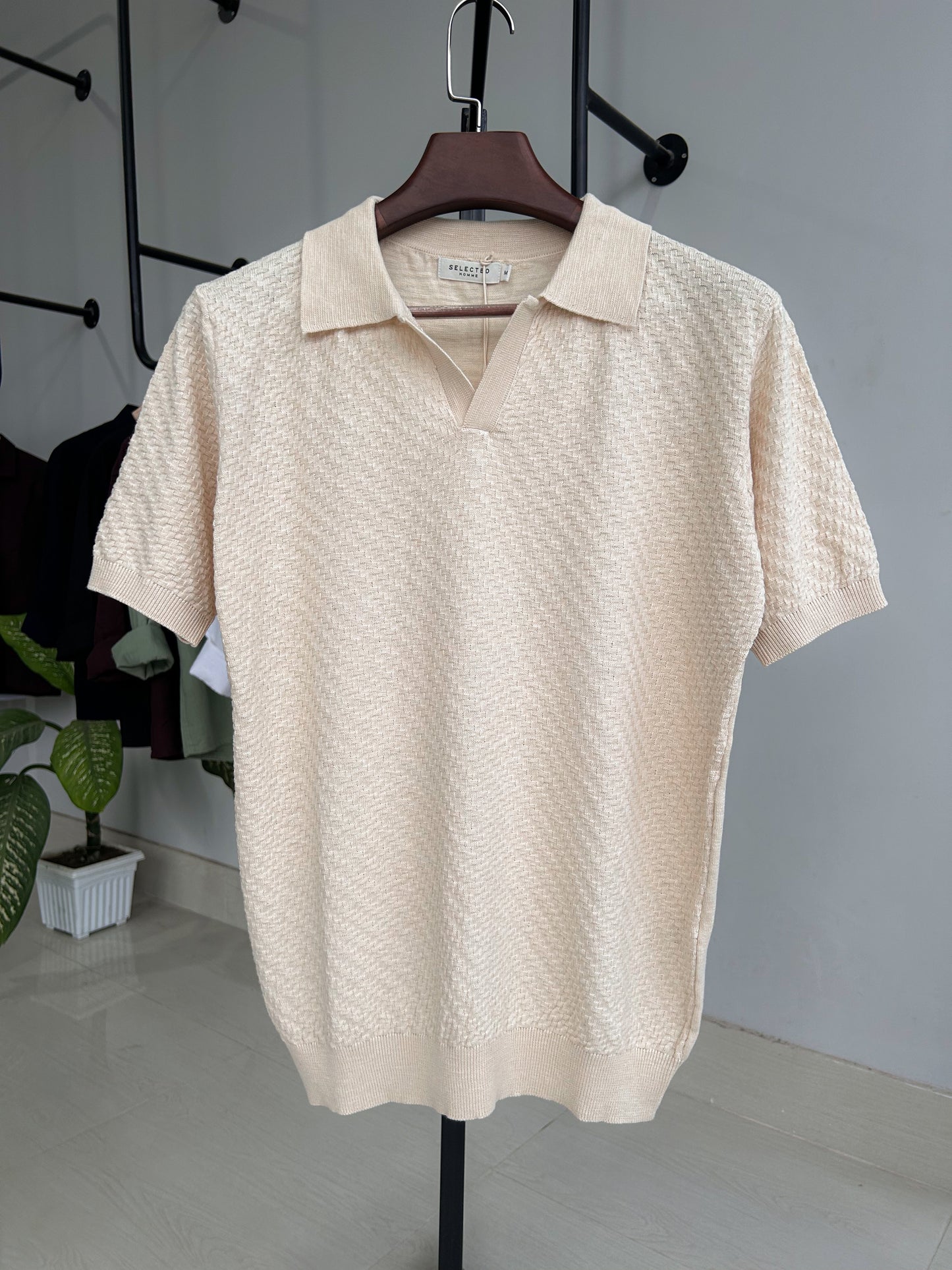 Selected Knitted Polo - Off White