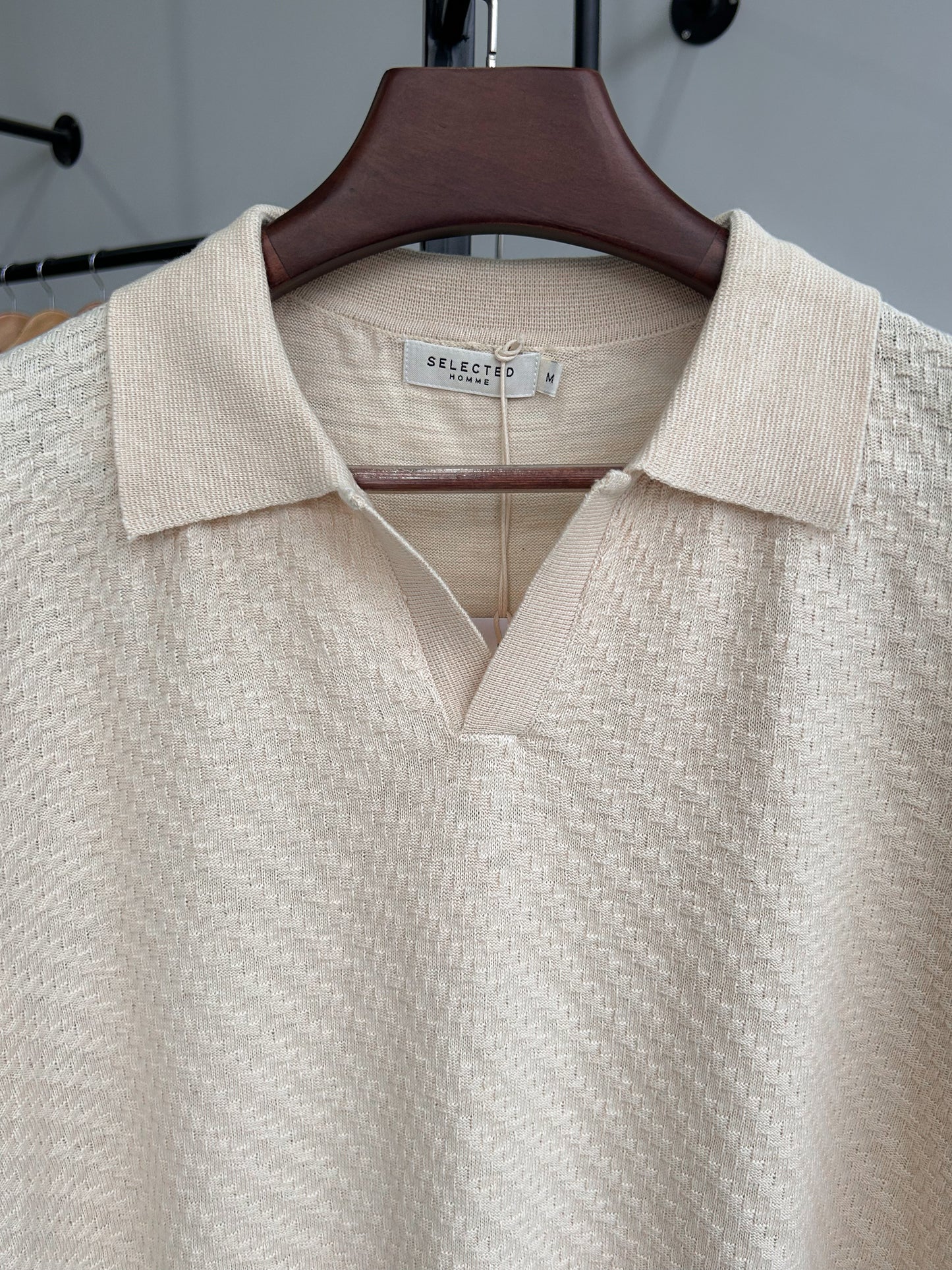 Selected Knitted Polo - Off White