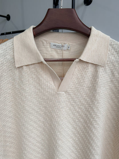 Selected Knitted Polo - Off White
